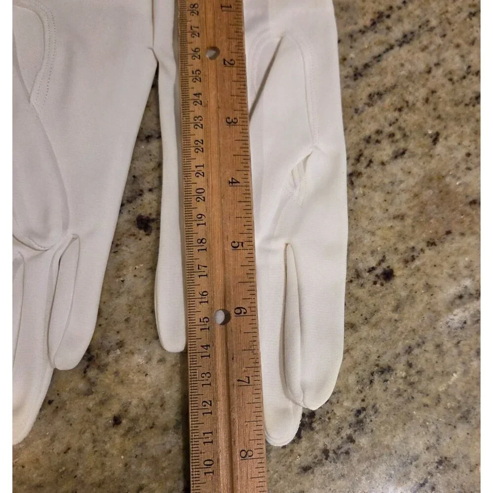 New! Vintage Women's Size S White Nylon Formal Short Gloves Bow Cutout